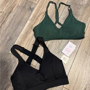 Aerie Black and Dark Green Sports Bras